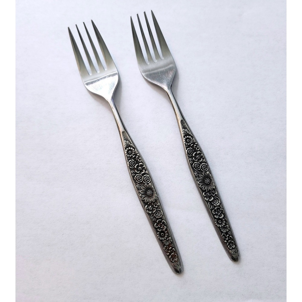 VTG Interpur Jardinera Stainless Salad Forks Black Accent Flatware set of 2 MCM
